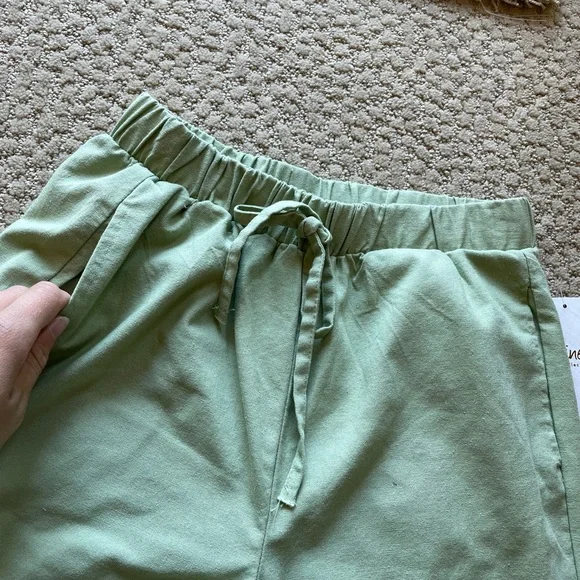 Green wide leg linen pants - Picture 2 of 10